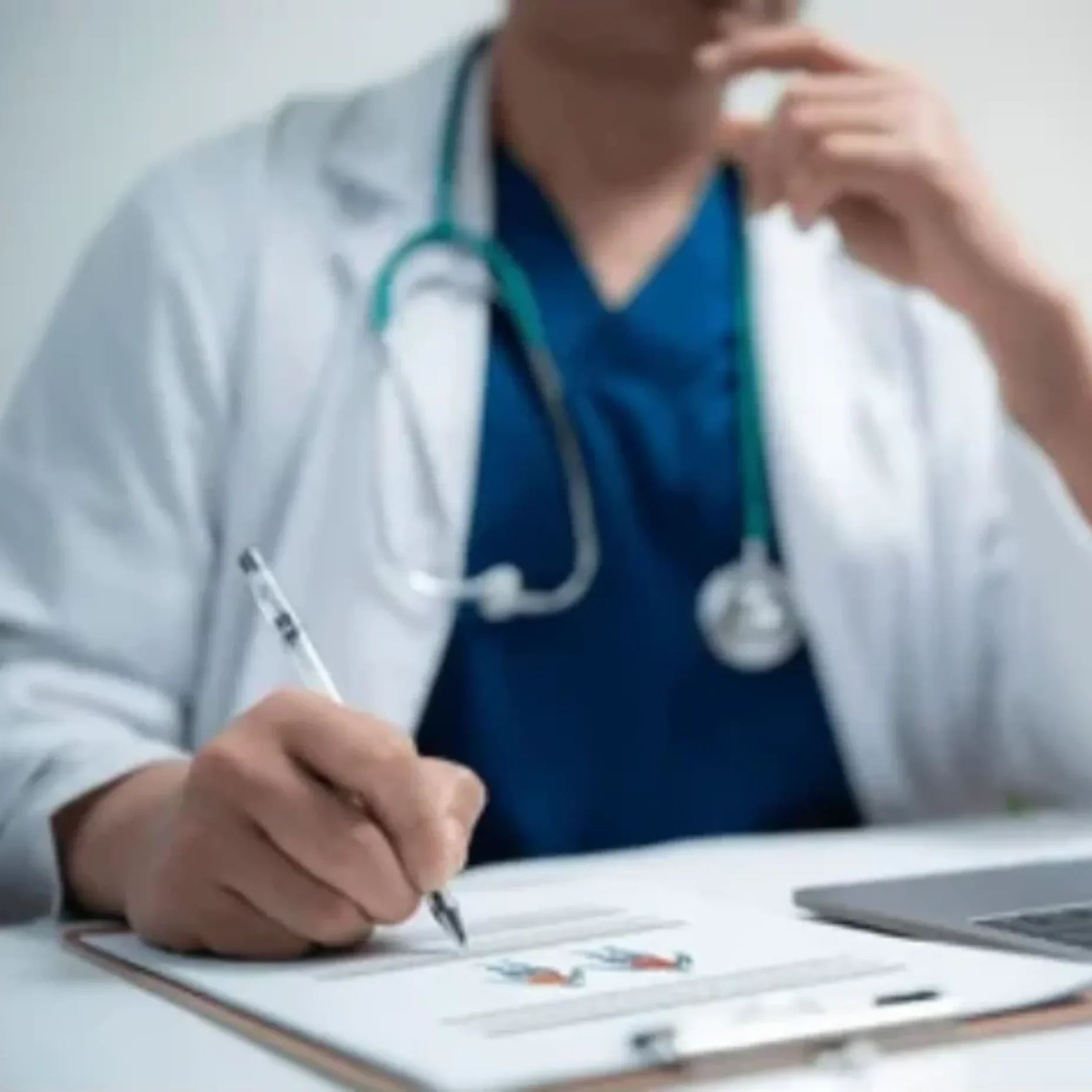 Médecin examinant un dossier de visite médicale